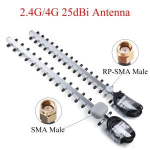 4G/2.4G WiFi 안테나 25dBi RP-SMA/SMA 남성용 실외 무선 야기 안테나 + 연장선