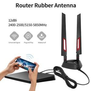 듀얼 주파수 고출력 WiFi 신호 증폭기 2.4G 5.8G 5G 연장 케이블 (외부 안테나  자석식 받침대 ) AS용