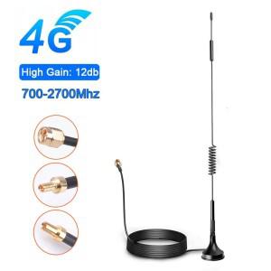 고이득 12dBi 2G 3G 4G 안테나 TS9 CRC9 SMA Male 커넥터 700-2700MHz GSM 외부 라우터 LTE 자기 안테나 신