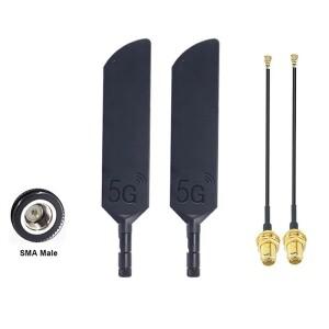 2PCS 5G 4G LTE SMA 외부 안테나 IPX4 - SMA 여성용 피그테일 모뎀 라우터 48dBi 접이식 신호 부스터 광역