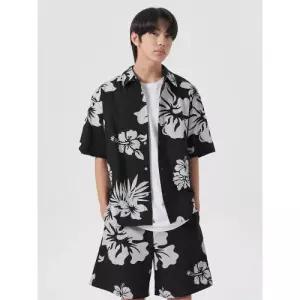 에잇세컨즈 하와이안 플라워 패턴 셔츠 블랙 454565JQ65 65