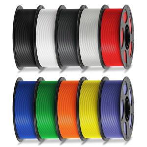 애니큐빅 PLA 필라멘트 1.75mm 번들, 3D 프린터 치수 정확도 + /- 0.02mm, 1KG 스풀, 블랙, 화이트, 텍스처 그레이, 클리어, 레드, 블루, 그린, 오렌지, 옐로우, 퍼플, 총 10KG