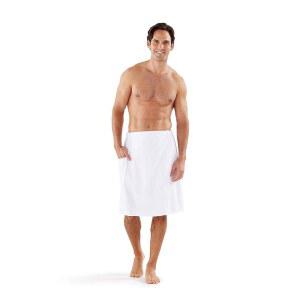 보카 테리 남성 타월 랩, 100% 면 목욕 샤워, 스파, 사우나, 헬스장용 탄력 허리 - 안전하고 조절 가능