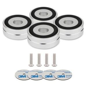 모노사우디오 오디오 아이솔레이션 피트 4개 40x15mm 턴테이블 교체 스피커 (오디오, 스피커, 서브우퍼, 앰프, 턴테이블, DAC(실버)용 미끄럼 방지 고무 링 / 접착식 M4 나사 포함)