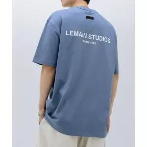 LEMAIN SECOND 백 포인트 스튜디오 오버핏 반팔 티 [블루]