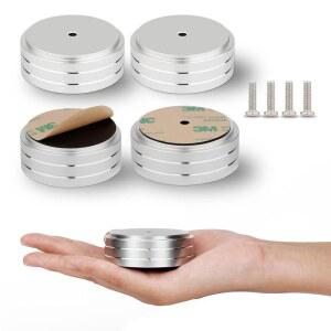 모노사우디오 오디오 아이솔레이션 피트 알루미늄 앰프 58*22MM 턴테이블 패드(3M 포함) / 논슬립 고무 링 오디오, 스피커, 서브우퍼, 턴테이블, 앰프, DAC(실버)용 나사
