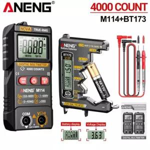 ANENG 미니 스마트 디지털 멀티미터 전문가용 테스터 자동 NCV 저항 비프음 M114+ BT173