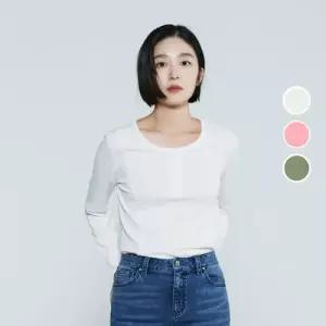 버커루 여성 40수 슬럽 헨리넥 긴팔 티셔츠 B232TS550P