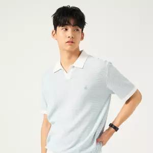 빈폴 멘 투톤 오픈칼라넥 니트 스카이블루 BC5751C14Q C14Q
