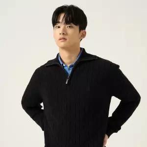빈폴 멘 케이블 반집업 니트 블랙 BC5951C205 C