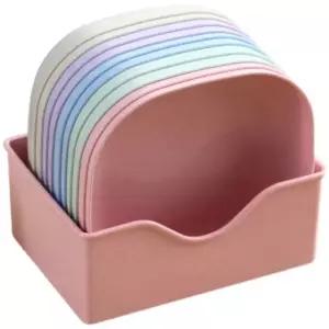 전자레인지용 플라스틱 앞접시 원형 믹스 파스텔 나눔 레인지 전용 식기 150MM 10 plates 1 base