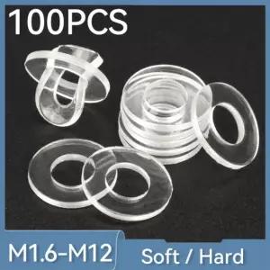 100PCS 부드러운 단단한 플라스틱 PVC 투명 절연 일반 와셔 플랫 가스켓 스페이서 hard M2x5x0 5mm