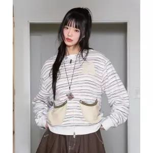 매장정품 RuNaKi'Hu' WXJ047 하루아토 아플리케 스트라이프 후드 집업 (IVORY)
