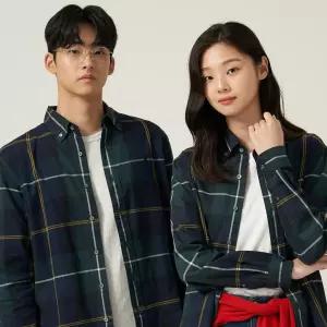 빈폴 멘 남녀공용 플란넬 헤릿 체크 셔츠 그린 BC5964E06M LL E06M