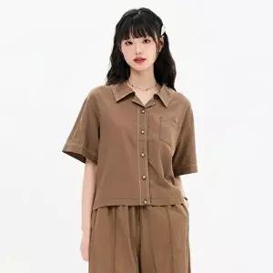 [셀러허브 1]체이스컬트 HC24 스티치 오픈 카라 셔츠 세미오버핏 오픈 카라 남방 FBRG5573D08 (49534681)