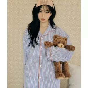 DOSSY [해원 pick]실크핏 시에르 긴팔 커플 잠옷 세트