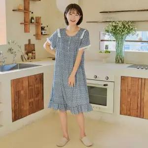 매장정품 JJNIYA 여성용 오로라꽃 60수 레이온 반팔원피스잠옷