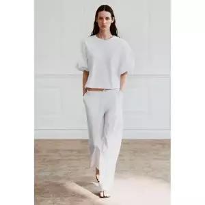 ZARA 자라 벌룬 슬리브 콤비 티셔츠 - 화이트 3945125