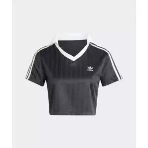 아디다스 ADIDAS 풋볼 자카드 브이넥 크롭 폴로 셔츠 - 블랙 JD2606 173562