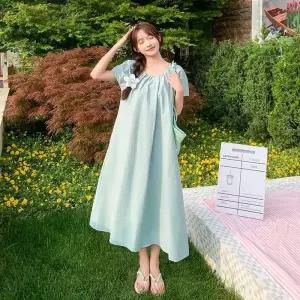 율랑팡 여친 치마 원피스 롱 캐주얼 퍼프 슬리브 여름슬림핏 HO2