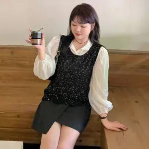 슬송렉샵 여성 니트 가을 이너 키작녀 니트조끼 빅사이즈 민소매 탑 조끼 꾹3