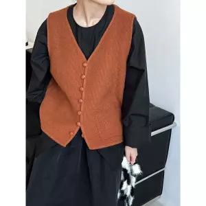 슬송렉샵 여사친 니트 빈티지 봄가을 브이넥 조끼 키작녀 니트조끼 꾹3
