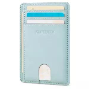 RUNBOX 슬림 미니멀리스트 전면 포켓 RFID 차단 가죽 지갑 남성 및 여성용 카드 홀더 남성용 선물, 33-베이