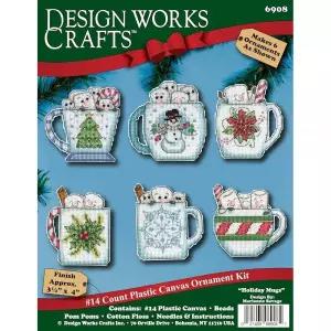 Design Works Crafts 홀리데이 머그 카운트 십자수 식품 키트 - 세트6