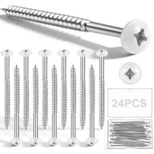 Jetec 비닐 셔터 패스너 24개 7.6cm3x2.54cm 페인트 나사 비닐 셔터용 금속 탄소강 나사 외부 창문 목재용