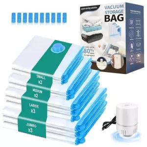 Vacuum Storage Bags with Electric Air Pump, Seal Space Saver for Clothes,Travel Lugggage, Carry-on,