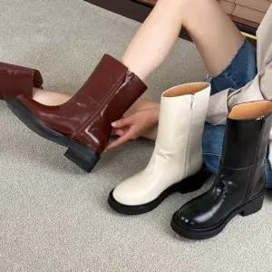 힐 미들부츠 미들힐 발목부츠 통굽 부티 롱구두 발목