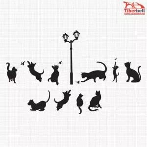 [셀러에이드]티커벨 고양이 실루엣 포인트 데칼스티커 TKP-34