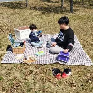 P1 체크무늬 방수 피크닉 매트 초콜렛 대형 돗자리