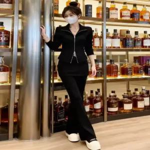 바지 캐주얼 투피스 여성용 플레어 너무 코트 가을옷 슬림핏 트렌디 예쁜 아이템 세트 트레이닝 긴팔세트