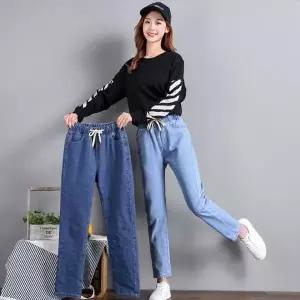 [하프클럽/셀러허브_여성트랜드패션]여자 배기 밴딩청바지 스판 데님진 밴