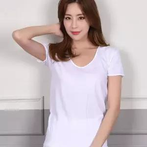트라이 편안한 순면 백색 여자 반팔런닝 여성 엄마 티