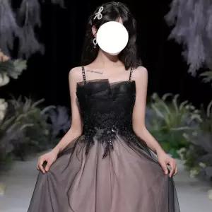 드레스 유색 블랙 비즈 파티 새틴 그라디언트 셀프 연주회