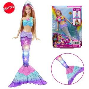 몽테조이 원래 Mattel Barbie Dreamtopia 인형 인어 반짝임 빛 공주 액세서리 장난감 소녀 교육 소품 어린