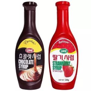 gg3 초코시럽530g 딸기시럽530g 스프레드잼 빙수재료 초코스틱만들기
