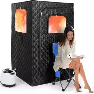 업그레이드된 버전의 홈 풀바디 개인 사우나 스팀 텐트 2.6L 1000W 발생기 90분 타이머 접이식 의자 리모컨