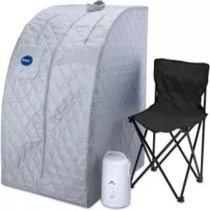 가정용 듀라사지 휴대용 스팀 사우나 - 800W 발생기 60분 타이머 접이식 디자인 및 휴식을 위한 의자가