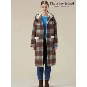 써스데이아일랜드Thursday Island 퍼 트리밍 체크 후드코트T238MCT255W 1070809