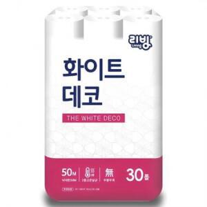 리빙티슈 2겹 화이트데코 일반롤화장지, 50m, 30개입, 1개 one option