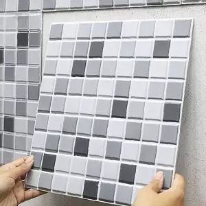 모자이크 패턴 부착형 인테리어 시트 주방 욕실 벽면 꾸미기 방수 타일 스티커