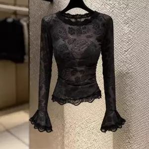 엘럽 망사 빈티지 여자 이너탑 레이스 슬림핏 긴팔 봄가을 티 일자 롱루즈핏티 박템3