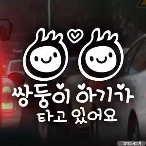bns 자동차스티커 쌍둥이아기가타고있어요 화이트시트지