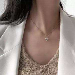 하트무드 베이직 실버 포인트 여성 목걸이