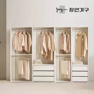 장인가구 올리세 E0 드레스룸 시스템 옷장 세트 2800 A (800,600 2단행거+서랍옷장)