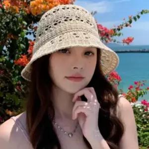 여름 햇빛차단 벙거지 챙모자 여성 니트 아이템 코디 썸머 버킷햇 모두팜