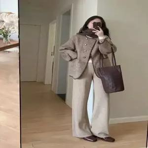 여성용 모직 빈티지 캐주얼 코트 프렌치 라운드 메일라드 상의 CH3